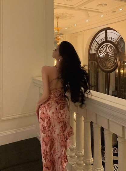 Modest Sheath Spaghetti Straps Floral Pink 21st Birthday Dress Party Gown Birthday Outfits Birthday Dress Ideas For Women DP1636