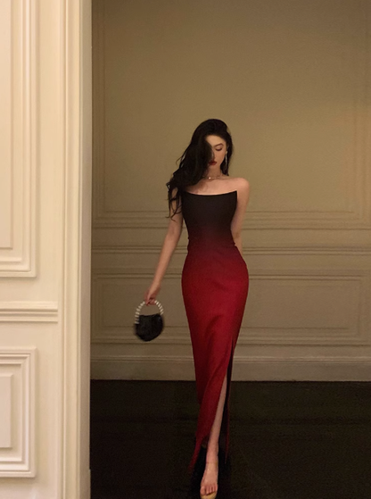 Sexy Mermaid Strapless Burgundy Satin 21st Birthday Dress Party Gown Birthday Outfits Birthday Dress Ideas For Women DP1639