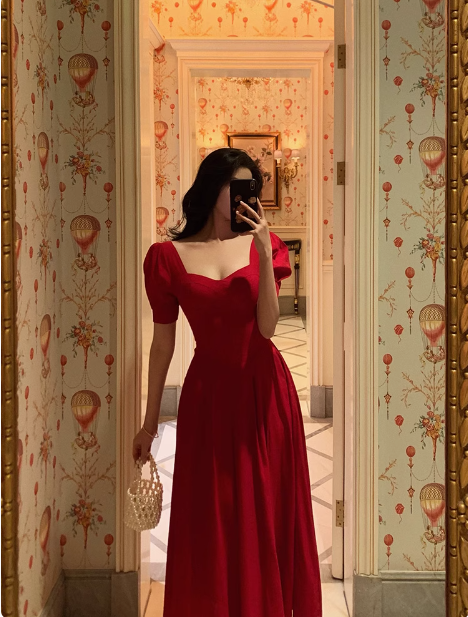 Modest A line Short Sleeves Red 21st Birthday Dress Party Gown Birthday Outfits Birthday Dress Ideas For Women DP1642