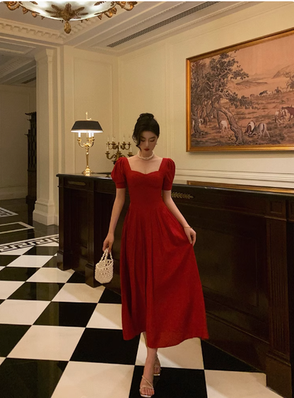 Modest A line Short Sleeves Red 21st Birthday Dress Party Gown Birthday Outfits Birthday Dress Ideas For Women DP1642