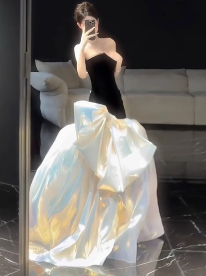 Elegant Glamour Mermaid Strapless Black 21st Birthday Dresses Evening Gown Birthday Outfits Evening Dress For Women DP1644