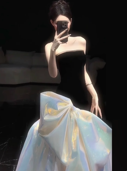 Elegant Glamour Mermaid Strapless Black 21st Birthday Dresses Evening Gown Birthday Outfits Evening Dress For Women DP1644