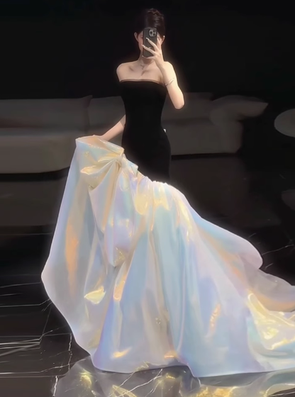 Elegant Glamour Mermaid Strapless Black 21st Birthday Dresses Evening Gown Birthday Outfits Evening Dress For Women DP1644