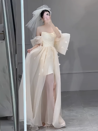 Romantic Bridal Gown Ball Gown Off The Shoulder Wedding Dresses Minimalist Bridal Gowns DP1649