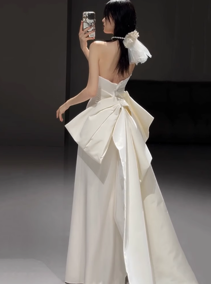 Classic Bridal Gown Mermaid Sweetheart Satin White Wedding Dresses Minimalist Bridal Gowns DP1651