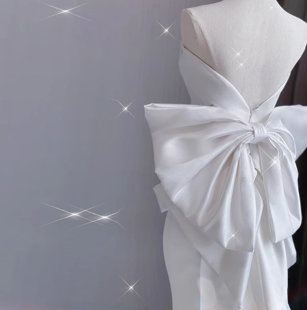 Classic Bridal Gown Mermaid Strapless Satin White Wedding Dresses Minimalist Bridal Gowns DP1657