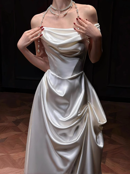 Romantic Bridal Gown Mermaid Off The Shoulder Satin Wedding Dresses Minimalist Bridal Gowns DP1662