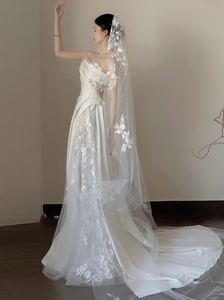 Classic Bridal Gown Sheath One Shoulder Lace White Wedding Dresses Minimalist Bridal Gowns DP1665