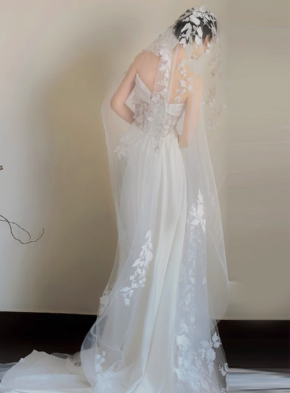 Classic Bridal Gown Sheath One Shoulder Lace White Wedding Dresses Minimalist Bridal Gowns DP1665