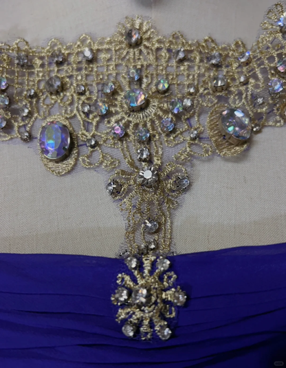 Elegant Glamour A Line Royal Blue Chiffon Long Prom Dress Party Dress Evening Dresses DP1686