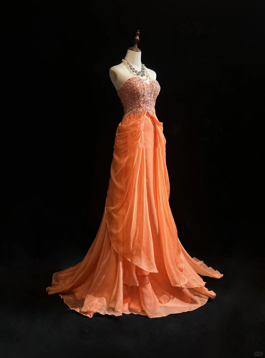 Vintage A Line Sweetheart Chiffon Orange Long Prom Dress Party Dress Evening Dresses DP1688