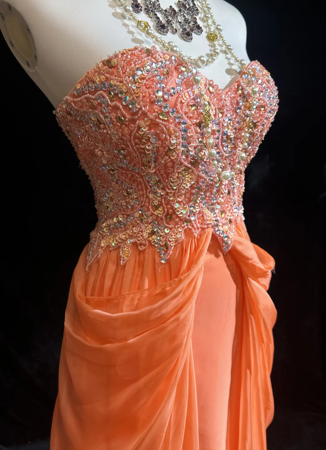 Vintage A Line Sweetheart Chiffon Orange Long Prom Dress Party Dress Evening Dresses DP1688