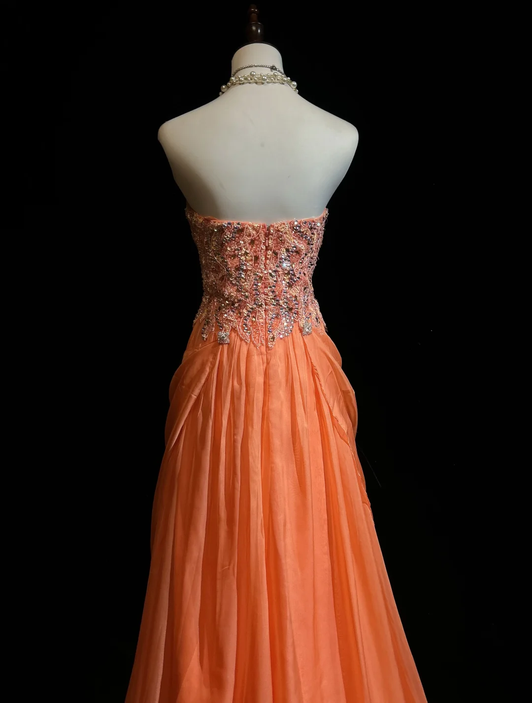 Vintage A Line Sweetheart Chiffon Orange Long Prom Dress Party Dress Evening Dresses DP1688