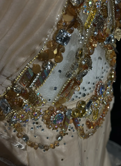 Vintage A Line Halter Chiffon Champagne Long Prom Dress Party Dress Evening Dresses DP1693