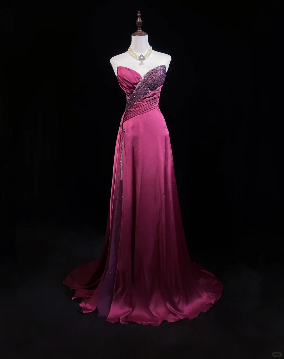 Vintage A Line Sweetheart Pink Slit Satin Long Prom Dress Party Dress Evening Dresses DP1697