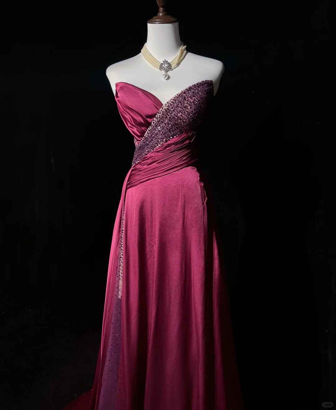 Vintage A Line Sweetheart Pink Slit Satin Long Prom Dress Party Dress Evening Dresses DP1697