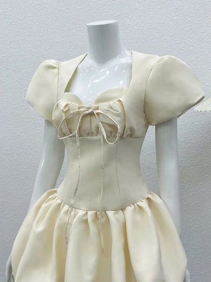 Cute A line Sweetheart Ivory Satin Short Summer Birthday Dress Hoco Dress Birthday Outfit 21st Birthday Mini Party Dresses DP1701