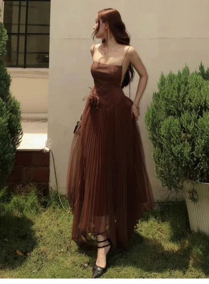 Cute A line Spaghetti Straps Tulle Long Summer Birthday Dress Prom Dress Birthday Outfit 23rd Birthday Party Dresses DP1708