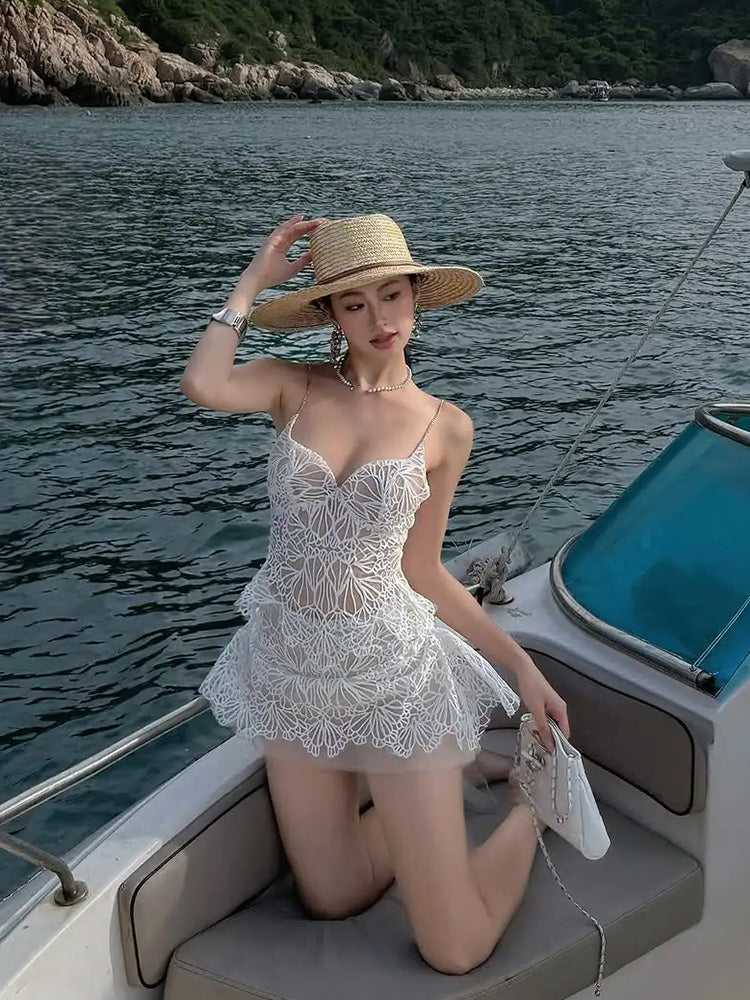 Cute A line Spaghetti Straps Short Lace Summer Birthday Dress Hoco Dress Birthday Outfit 23rd Birthday Party Dresses DP1709