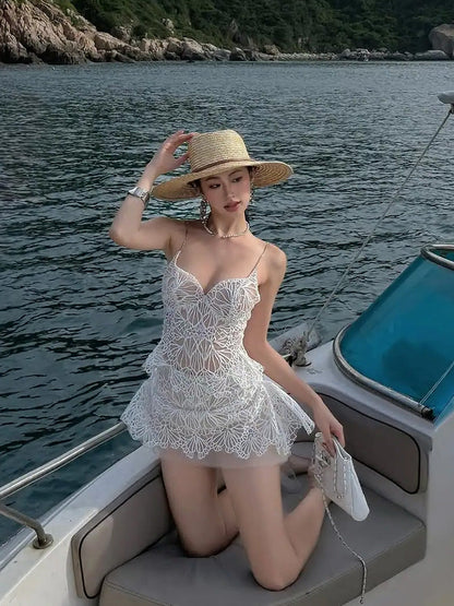 Cute A line Spaghetti Straps Short Lace Summer Birthday Dress Hoco Dress Birthday Outfit 23rd Birthday Party Dresses DP1709