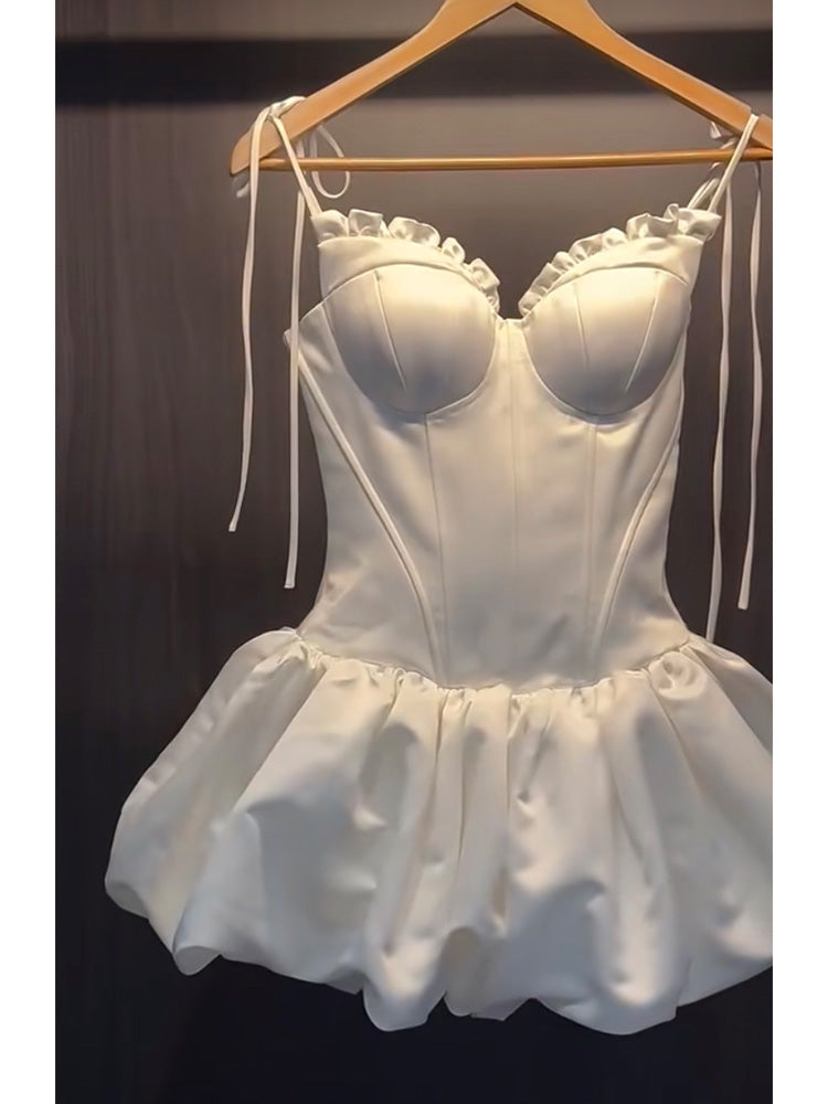 Cute A line Spaghetti Straps Short Summer Birthday Dress Hoco Dress Birthday Outfit 23rd Birthday Mini Party Dresses DP1711