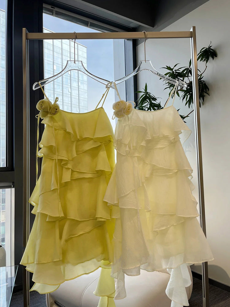 Cute A line Spaghetti Straps Short Summer Chiffon Birthday Dress Hoco Dress Birthday Outfit 23rd Birthday Mini Party Dresses DP1734