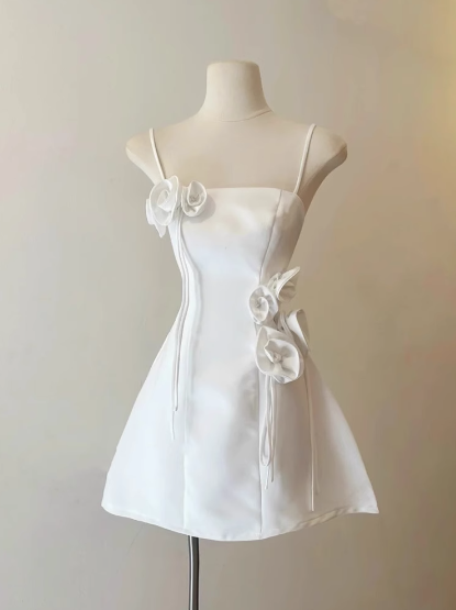 Cute A line Spaghetti Straps Short Summer Pink Birthday Dress Hoco Dress Birthday Outfit 23rd Birthday Mini Party Dresses DP1736