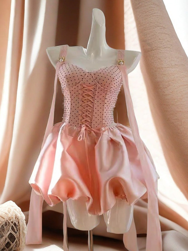 Cute Ball Gown Short Pink Satin Summer Birthday Dress Hoco Dress Mini Birthday Outfit 23rd Birthday Party Dresses DP1739