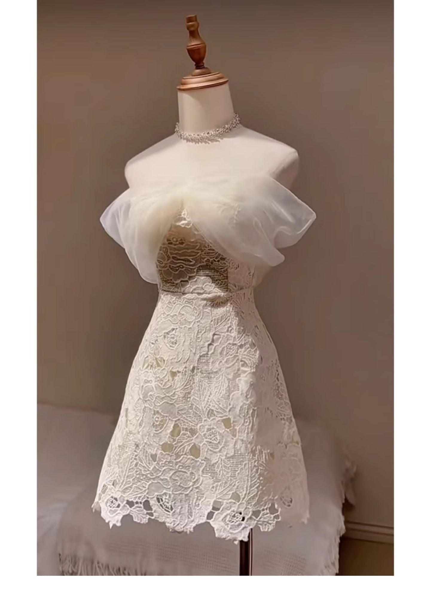 Cute A line Off The Shoulder White Summer Lace Homecoming Dress Hoco Dress Mini 20th Birthday Outfit Cocktail Dresses DP1744