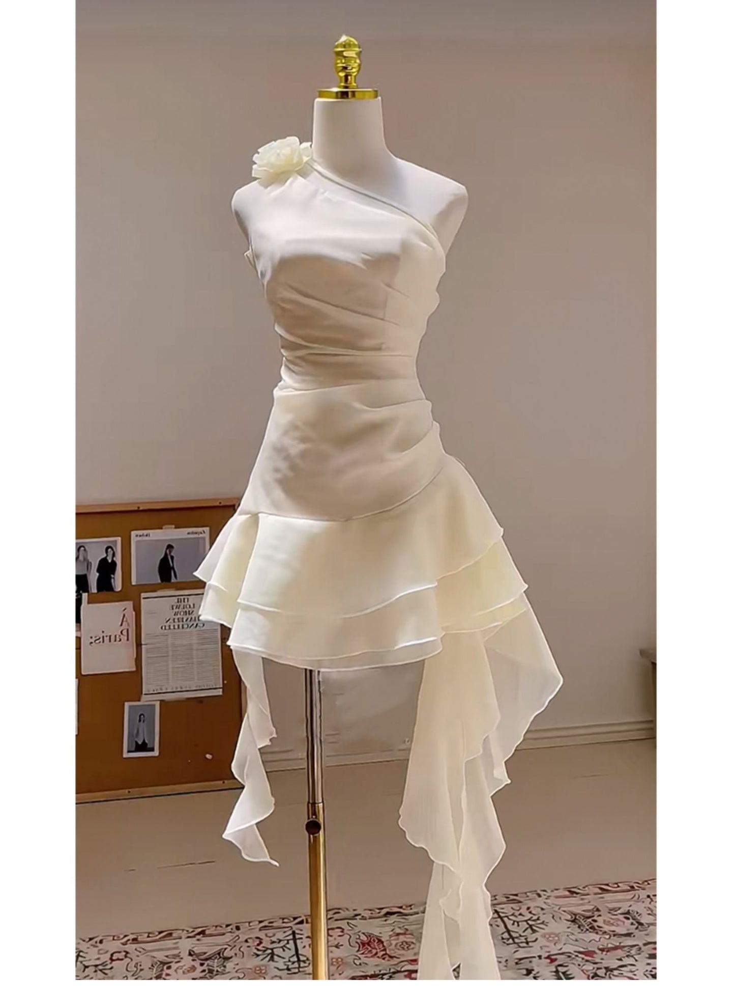 Cute A line One Shoulder White Summer Homecoming Dress Hoco Dress Mini 18th Birthday Outfit Cocktail Dresses DP1749