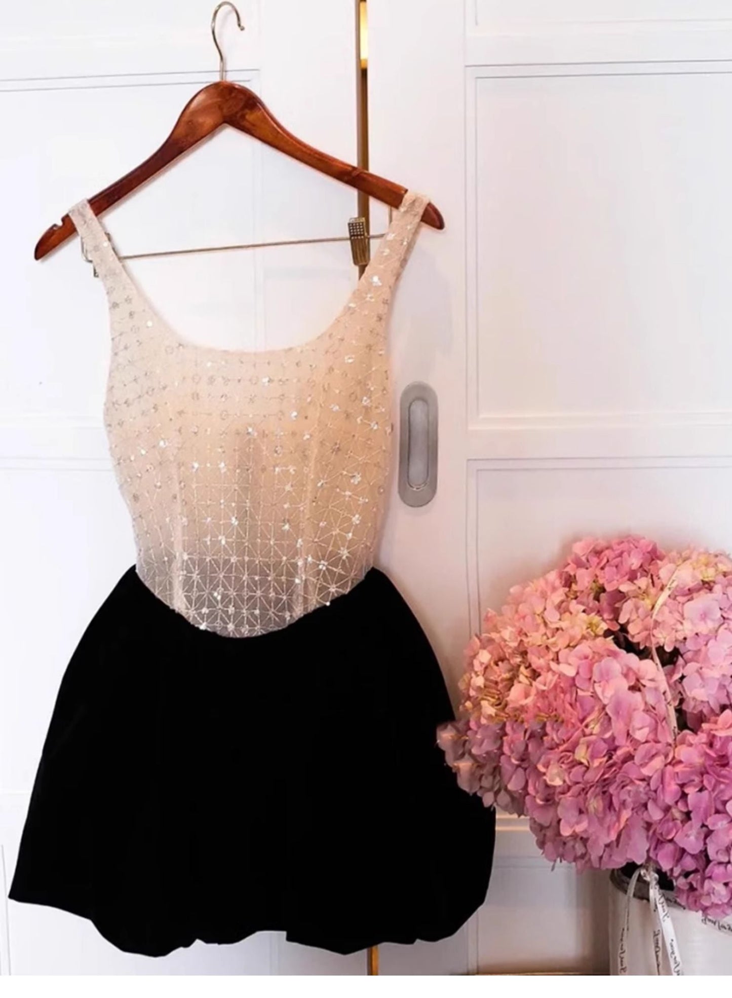 Cute A line Square Black Summer Homecoming Dress Velvet Hoco Dress Mini 18th Birthday Outfit Cocktail Dresses DP1757