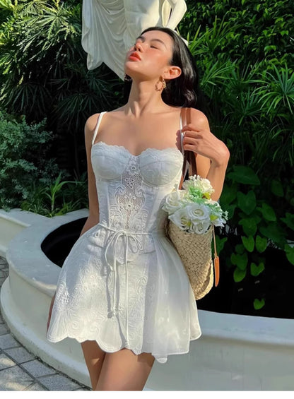 Cute A line Spaghetti Straps Summer Lace Homecoming Dress Hoco Dress Mini 20th Birthday Outfit Cocktail Dresses DP1766