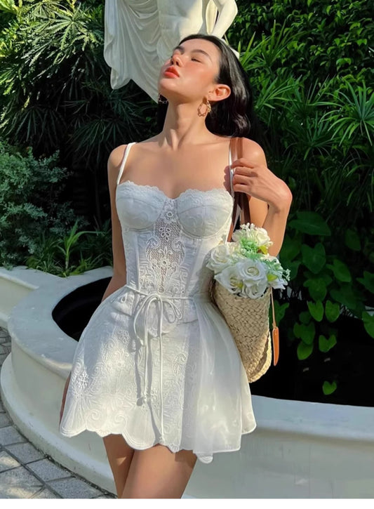 Cute A line Spaghetti Straps Summer Lace Homecoming Dress Hoco Dress Mini 20th Birthday Outfit Cocktail Dresses DP1766