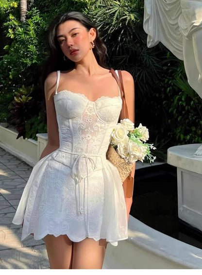 Cute A line Spaghetti Straps Summer Lace Homecoming Dress Hoco Dress Mini 20th Birthday Outfit Cocktail Dresses DP1766