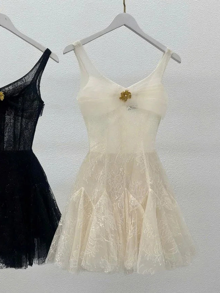 Simple A line Straps Ruffles Black Lace Short Homecoming Dress Summer Hoco Dresses Cocktail Dress DP1773