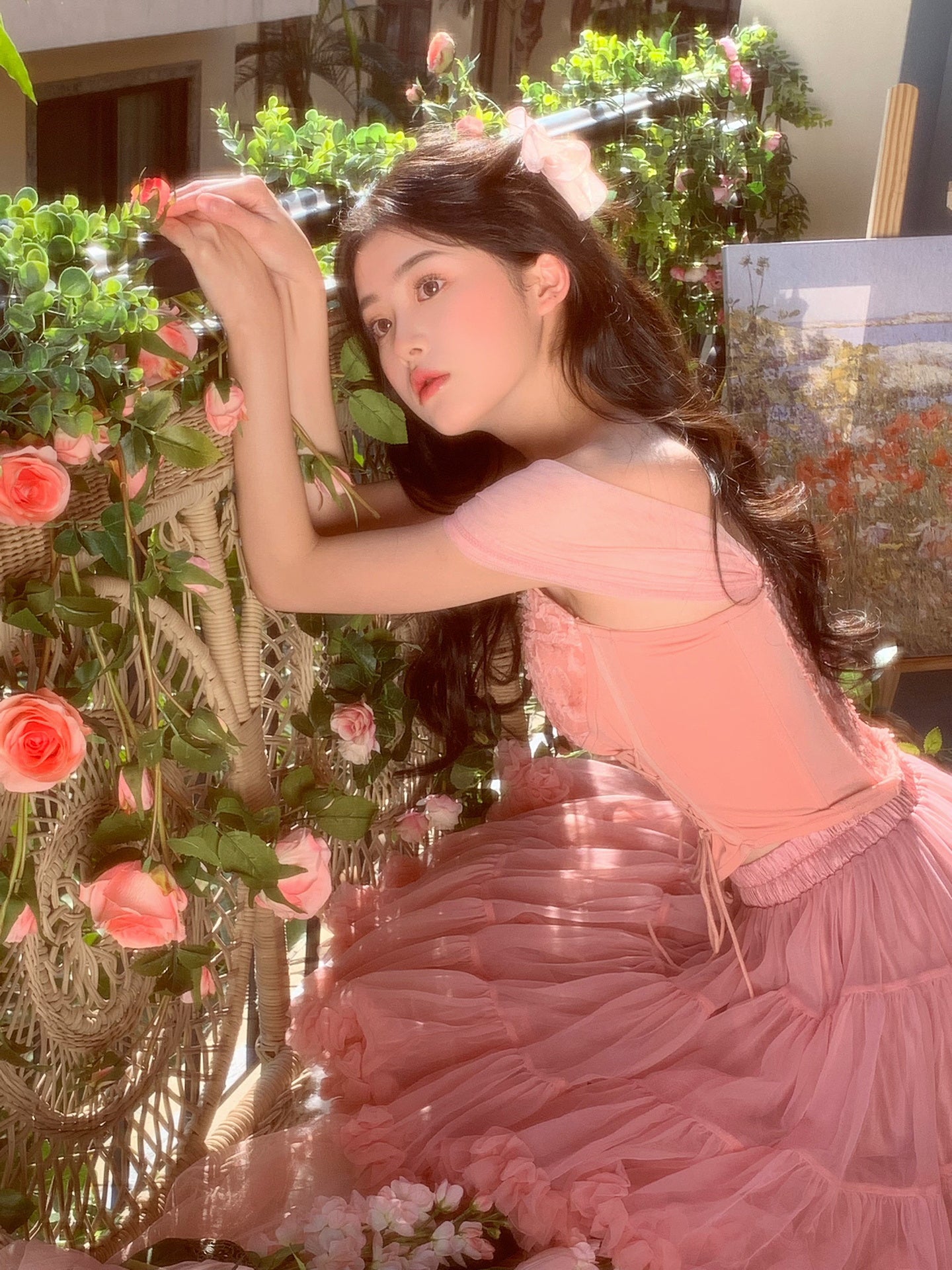 Cute Ball Gown Off The Shoulder Pink Lace Short Homecoming Dress Summer Pink Hoco Dresses Cocktail Dress For Senior Teens DP1788