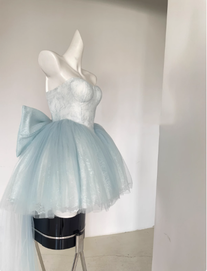 Pretty Ball Gown Short Sweetheart Blue Lace Homecoming Dress Summer Hoco Dresses Cocktail Dress For Senior Teens DP1793