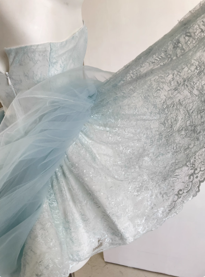 Pretty Ball Gown Short Sweetheart Blue Lace Homecoming Dress Summer Hoco Dresses Cocktail Dress For Senior Teens DP1793