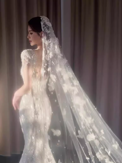 Romantic Bridal Gown Mermaid Scoop Sequin White Wedding Dresses Minimalist Bridal Gowns DP1804