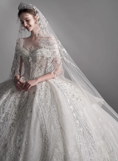 Dreamy Wedding Dress Ball Gown Off The Shoulder Sequin Wedding Dresses Bridal Gowns DP1805