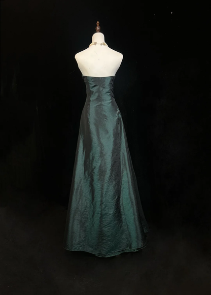 Vintage A line Sweetheart Green Long Prom Dress Party Dress Graduation Dresses Birthday Outfits DP1834