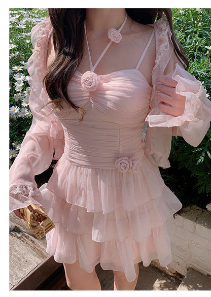 Cute A line Pink Chiffon Summer Short Homecoming Dress Hoco Dress Mini 18th Birthday Outfit Cocktail Dresses DP1862