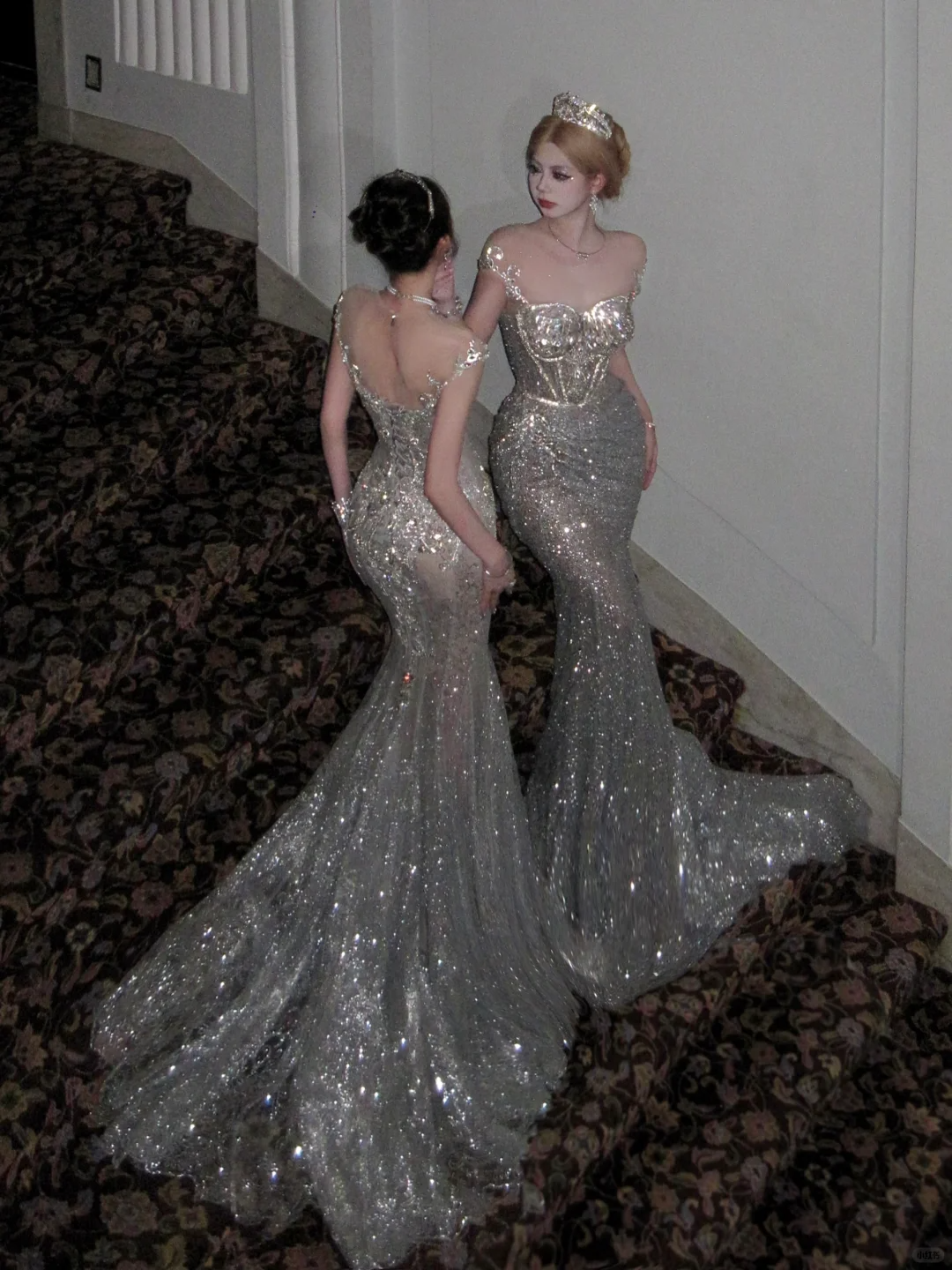 Sexy Wedding Dress Mermaid Sequin Beads Long Silver Wedding Dresses Bride Dress Bridal Gowns DP1865