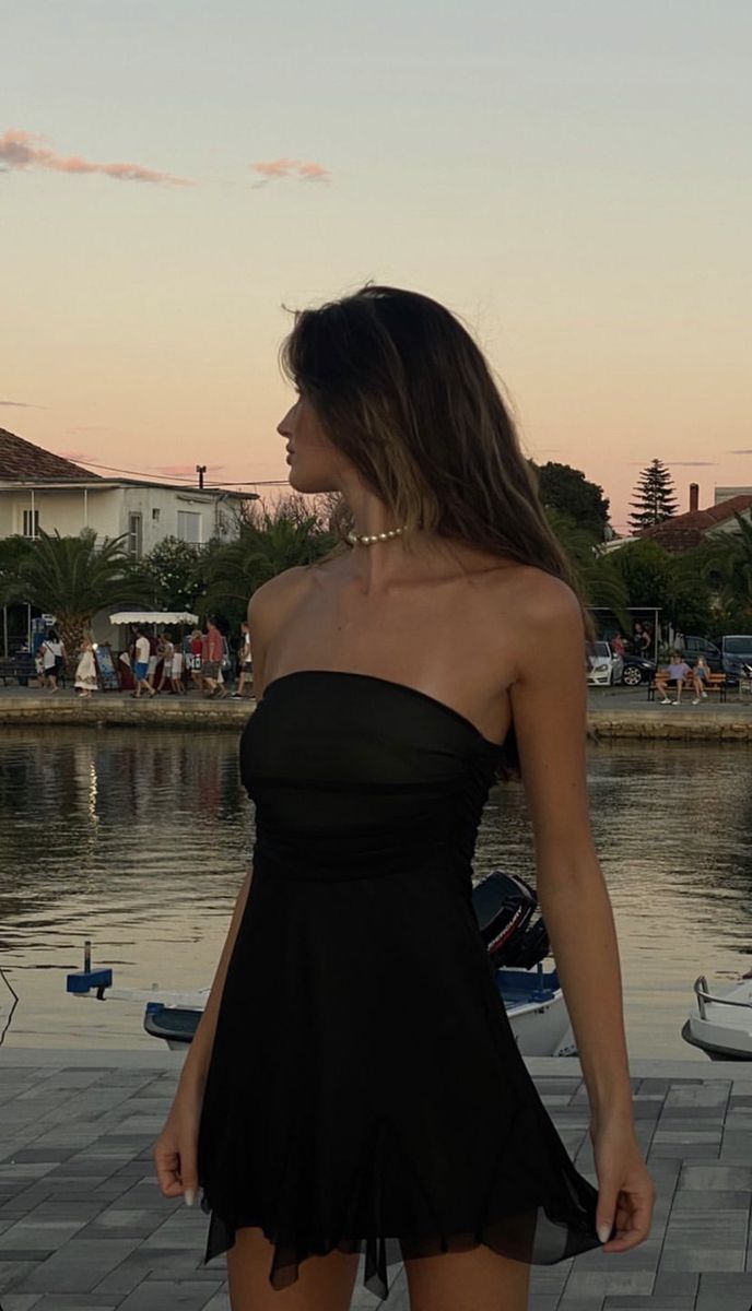 Cute A line Strapless Black Summer Chiffon Homecoming Dress Hoco Dress Mini 18th Birthday Outfit Cocktail Dresses DP1919