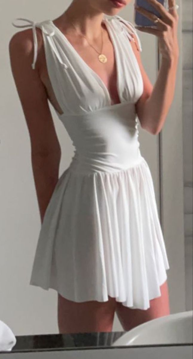 Cute A line White V Neck Summer Chiffon Homecoming Dress Hoco Dress Mini 20th Birthday Outfit Cocktail Dresses DP1935