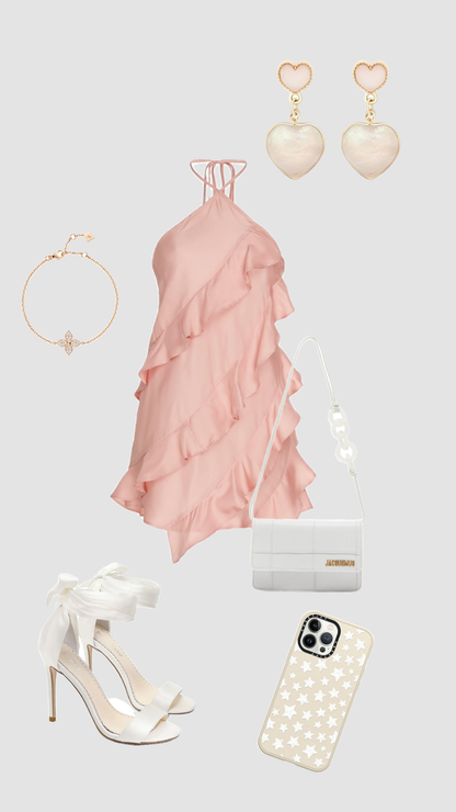 Cute A line Halter Pink Summer Homecoming Dress Chiffon Hoco Dress Mini 18th Birthday Outfit Cocktail Dresses DP1944