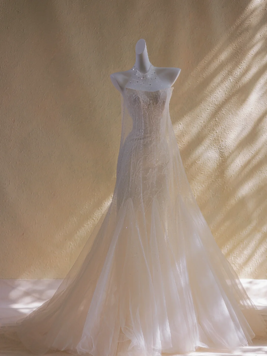 Sexy Wedding Dress Mermaid Strapless Lace Long Wedding Dresses Bride Dress Bridal Gowns With Train DP1951