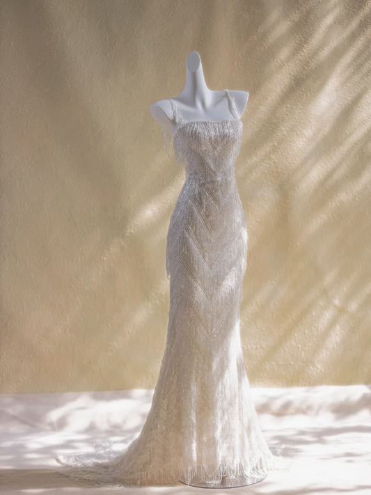 Simple Wedding Dress Ball Gown Straps Sequin White Long Wedding Dresses Bridal Gowns DP1952