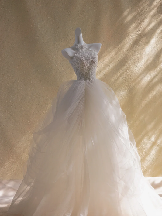 Modest Wedding Dress Ball Gown High Neck Lace Long White Wedding Dresses Brides Dress Bridal Gowns DP1953