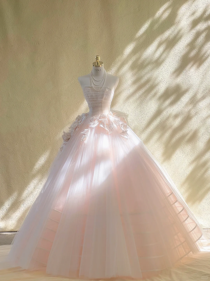 Pretty Wedding Dress Ball Gown Strapless Tulle Floral Long Wedding Dresses Bridal Gowns DP1976